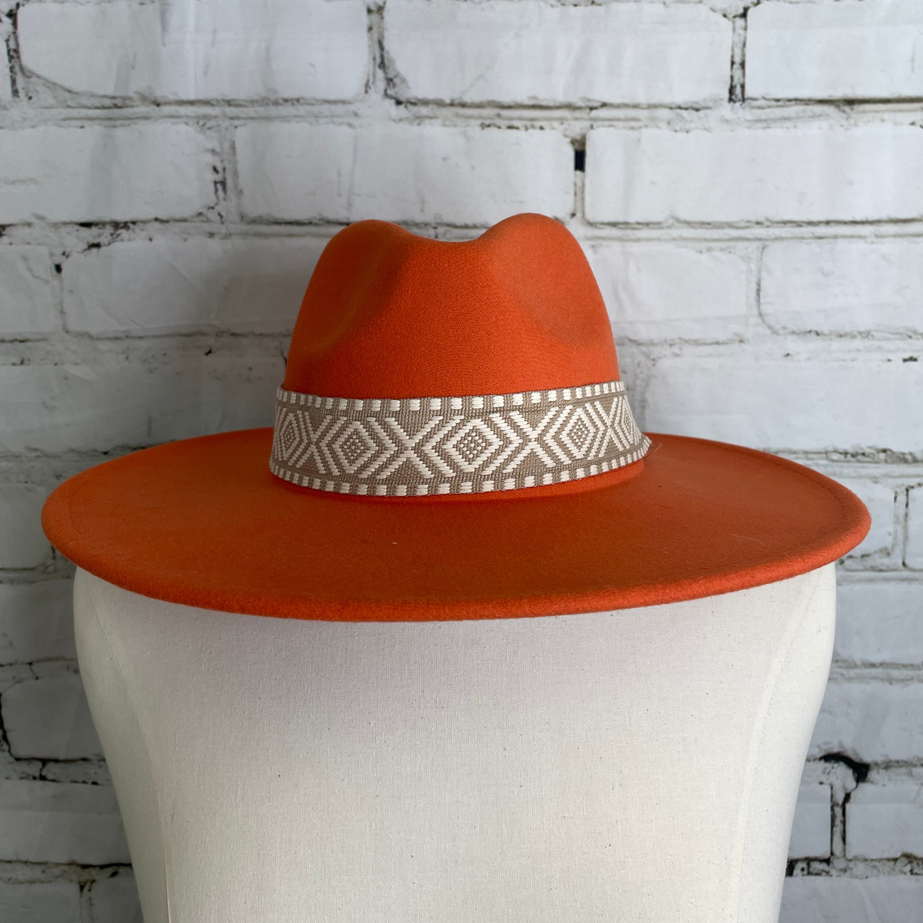 Orange Wide-Brimmed Hat